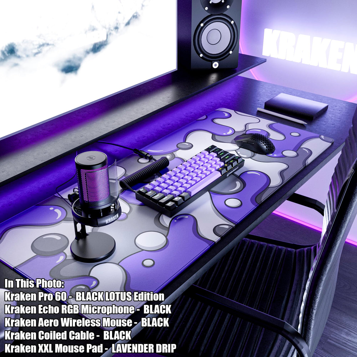 Kraken Gaming Mouse Pad Large Purple XXL Mouse Pad for Gaming - Desk Mat for Keyboard - Thick