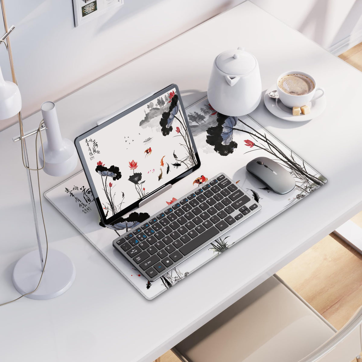 LL-COEUR XXL Landscape Gaming Mouse Pad Computer Keyboard Mat Office Desk Pad (Lotus, 23.6" x 15.7"