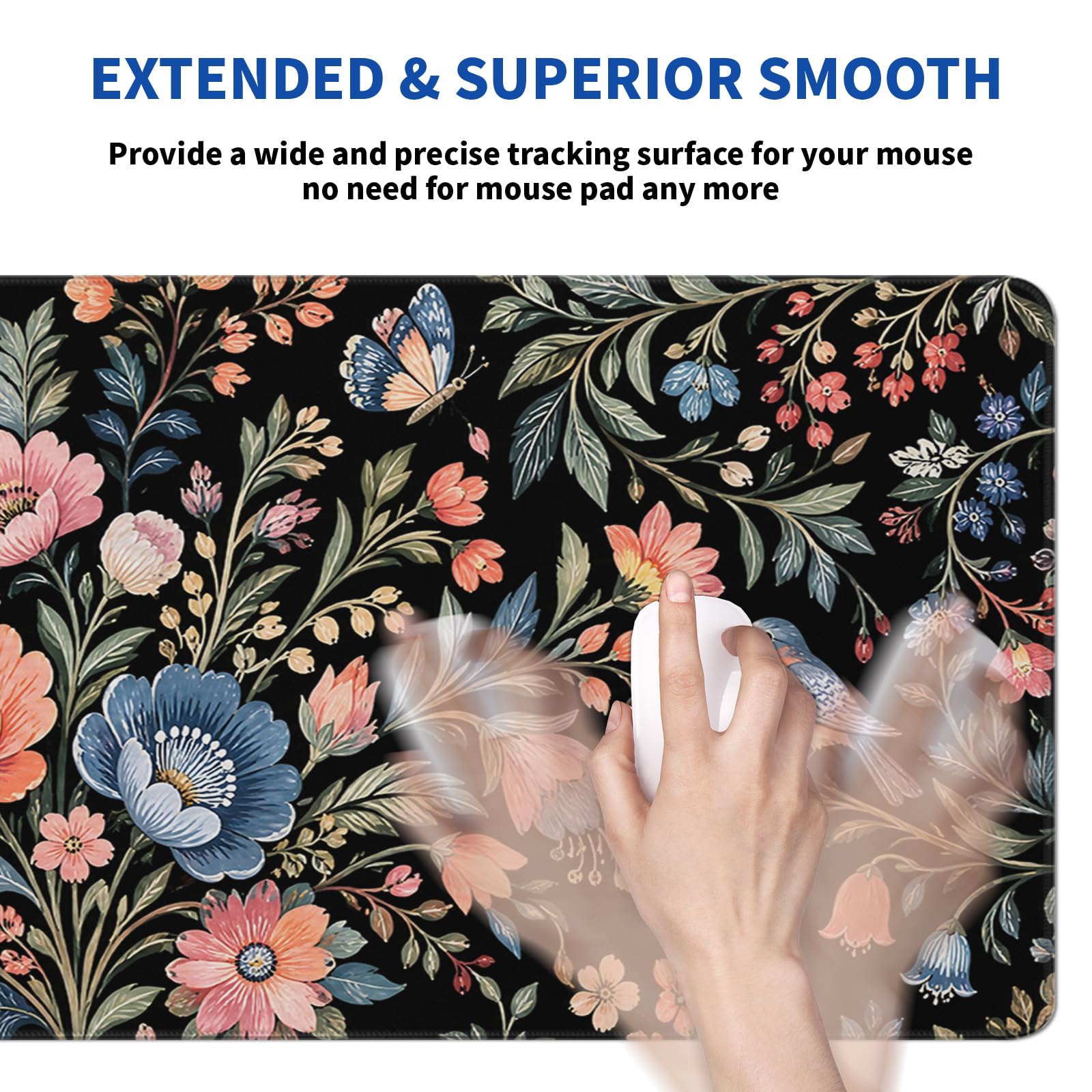 Floral Mouse Pad Flower Desk Mat XL Mouse Gaming Pads, Keyboard Pads Extra Large Desktop Computer