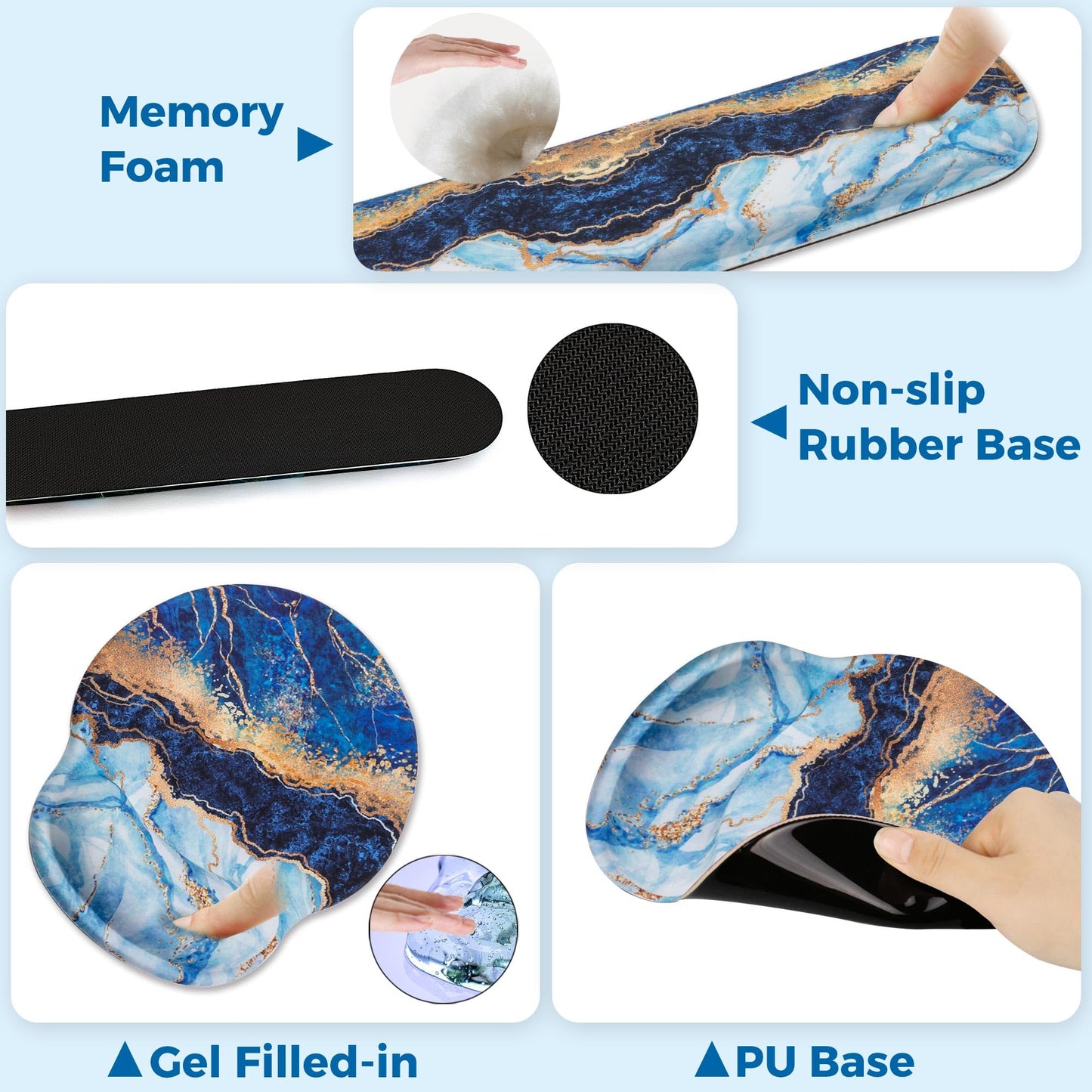 Wiabsi Mouse Pad and Keyboard Wrist Rest Support,Ergonomic Mouse Pad Set