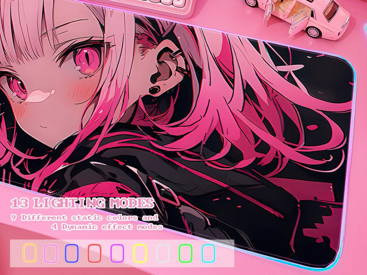 JMIYAV Pink RGB Gaming Mouse Pad 31.5x12 Inch PC XL Large Extended Glowing Led Light Up Desk Pad
