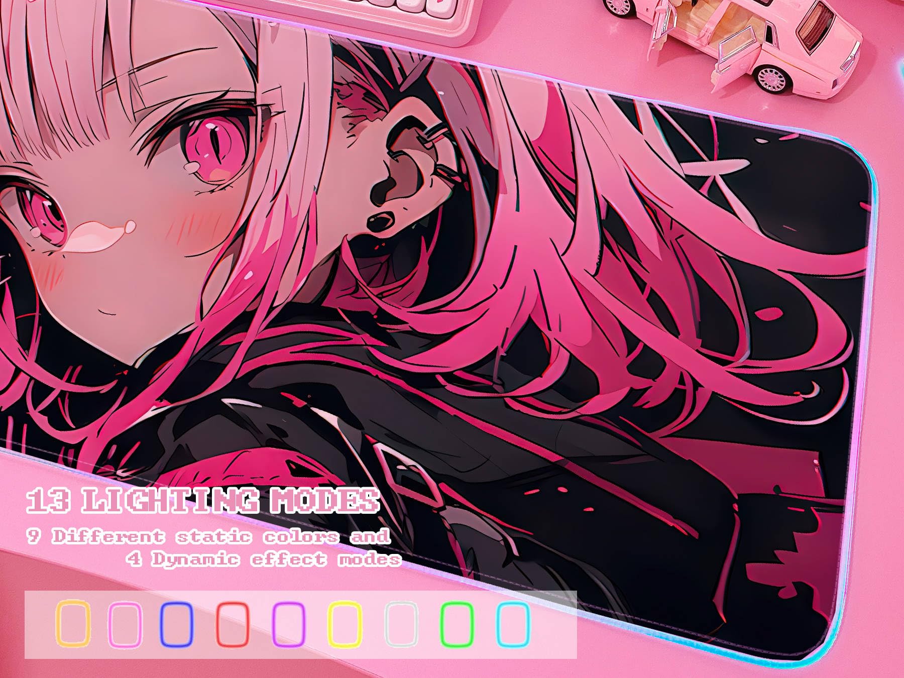 JMIYAV Pink RGB Gaming Mouse Pad 31.5x12 Inch PC XL Large Extended Glowing Led Light Up Desk Pad