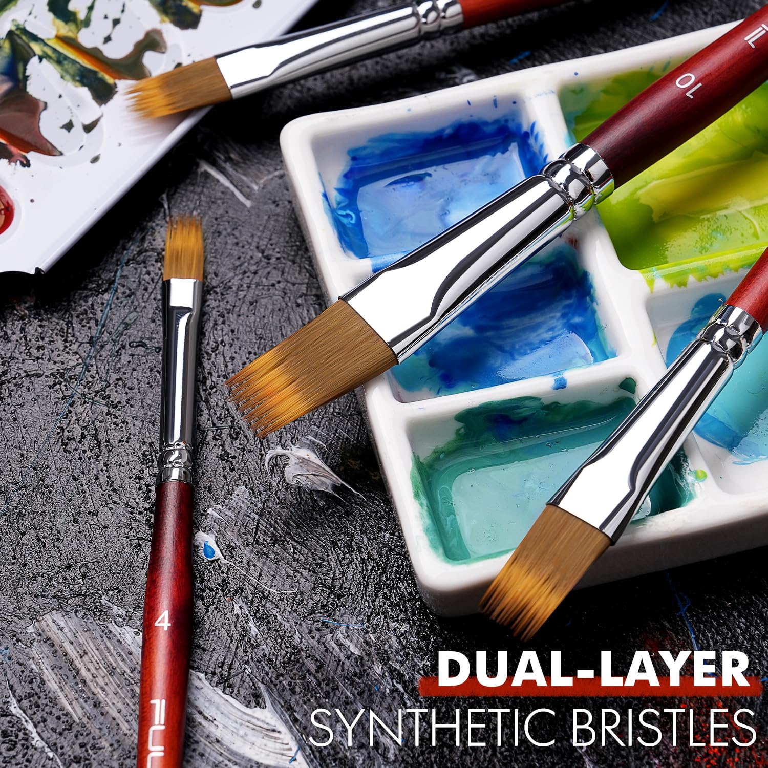 5pcs Dual-Layer Grainer Brush Set- Fuumuui Professional Synthetic Flat Comb Brushes for Unique
