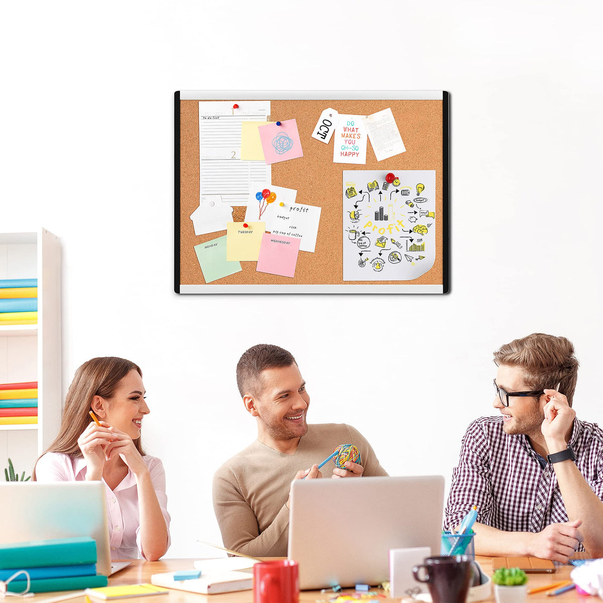 Amazon Basics Cork Bulletin Board, 23" x 17", Lightweight, Easy to Mount, Aluminum/Plastic Frame