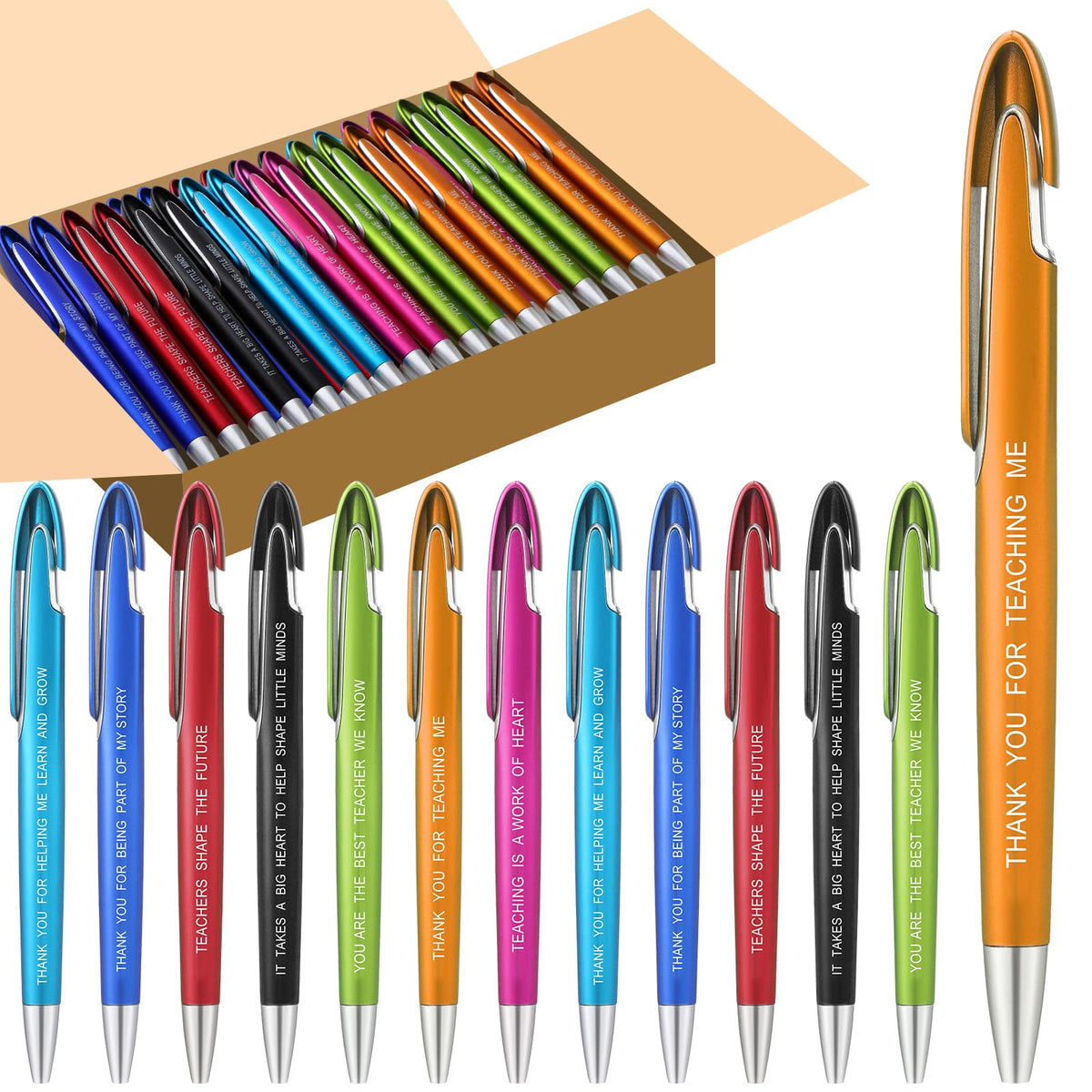 Lincia 100 Pcs Teacher Appreciation Ballpoint Pens Bulk with Inspirational Quotes Retractable