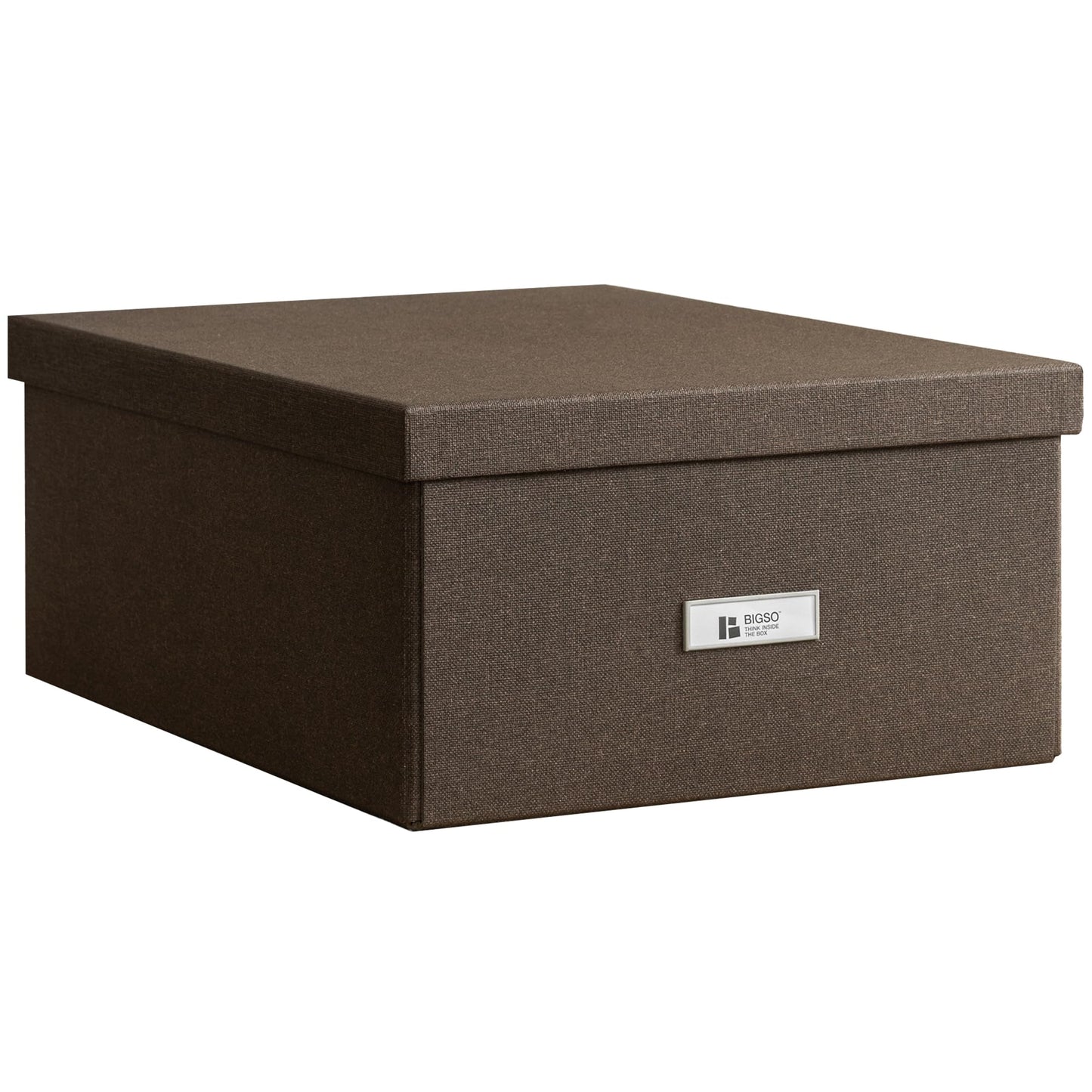 Bigso Katrin Collapsible Storage Box with Lid - Decorative Photo Storage Box with Label Holder for