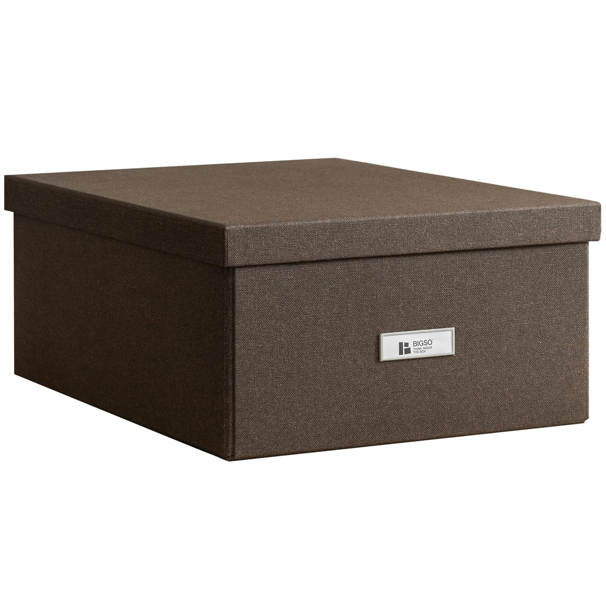 Bigso Katrin Collapsible Storage Box with Lid - Decorative Photo Storage Box with Label Holder for