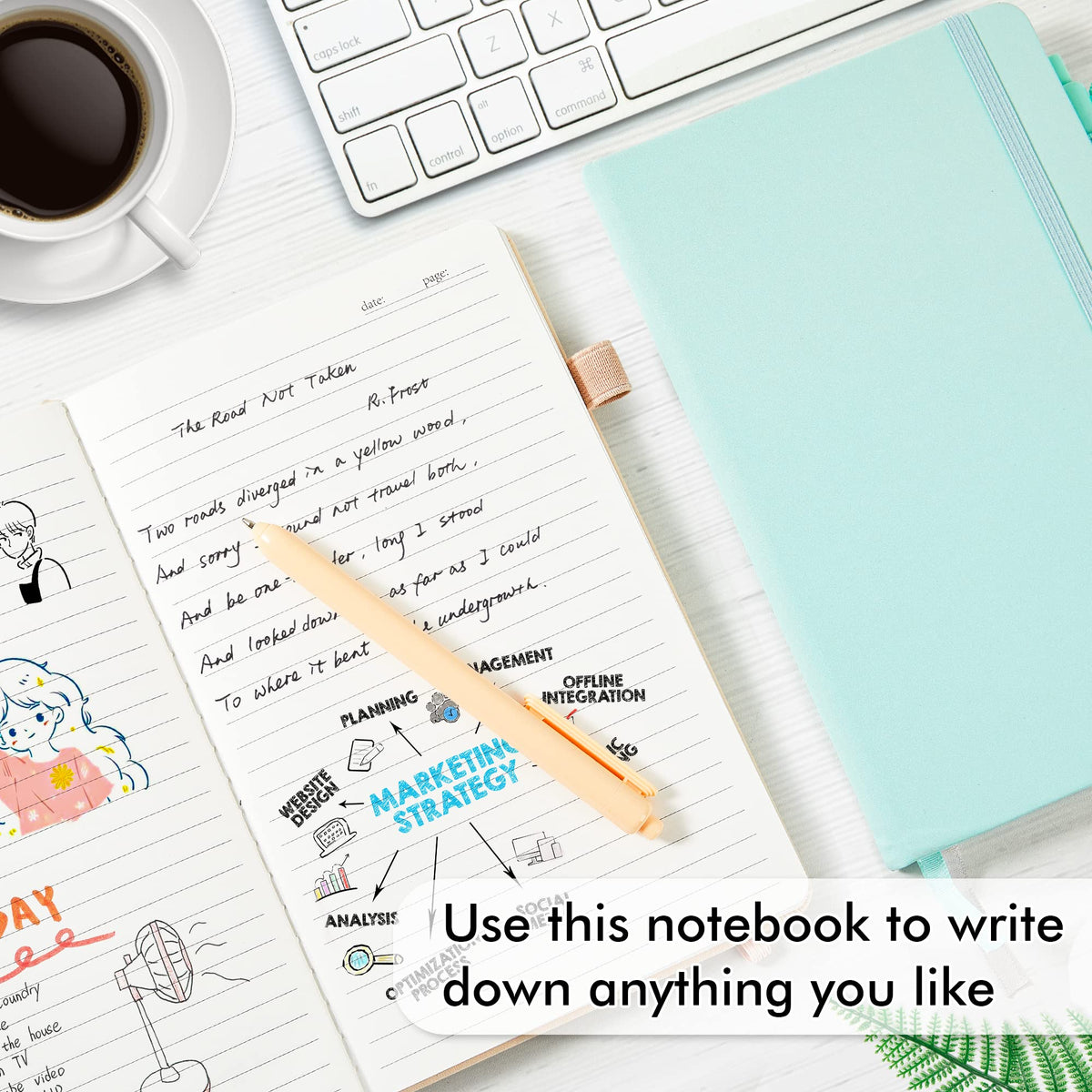 feela 5 Pack Notebooks Journals Bulk, Hardcover Classic Ruled Lined Journals with Pen Holder for