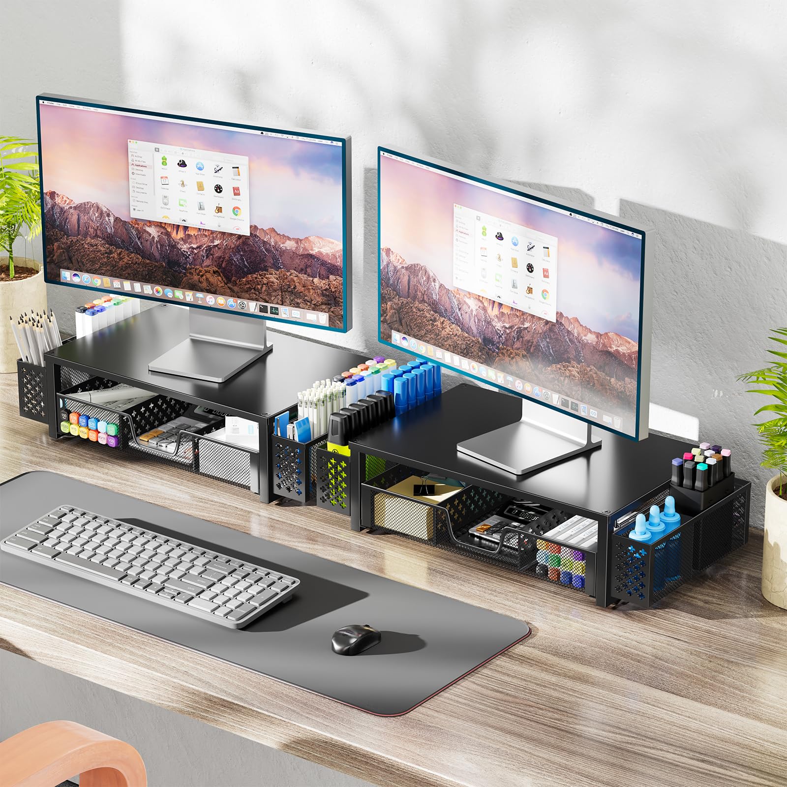 Simple Trending Monitor Stand Riser, Desk Organizer and Accessories, Black