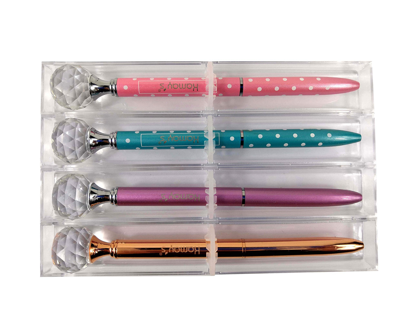 Kamay's 4PCS Crystal Ball Diamond Pen Metal Ballpoint Pen with Big Crystal Diamond Funky Design