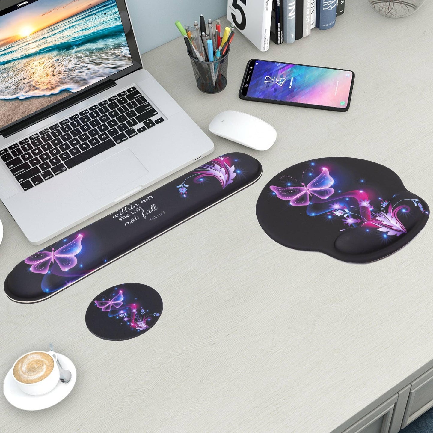 Wiabsi Mouse Pad and Keyboard Wrist Rest Support,Ergonomic Mouse Pad Set