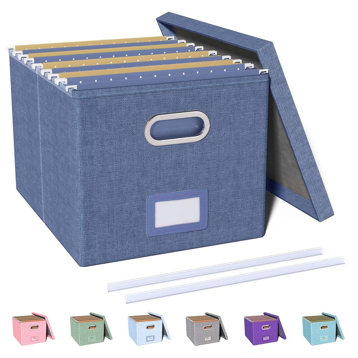 Oterri File Organizer with Lid, File Box, File Cabinet for Letter File Folder Storage, Hanging File