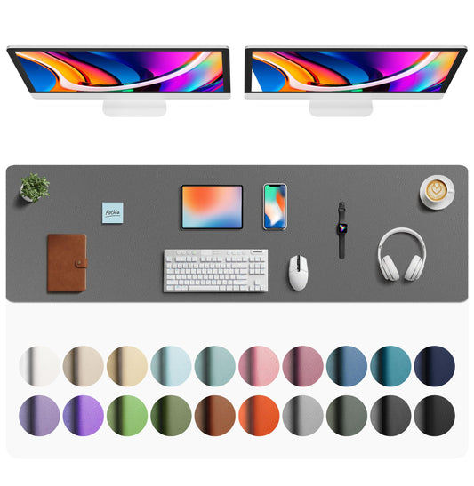 Aothia Faux Leather Desk Mat - Large Mouse Pad, Non-Slip PU Leather Blotter, Waterproof Writing