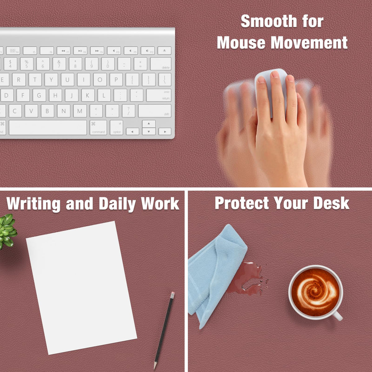 Hsurbtra Desk Pad, 35.5" x 17" PU Leather Desk Mat, XXL Extended Mouse Pad, Waterproof Desktop