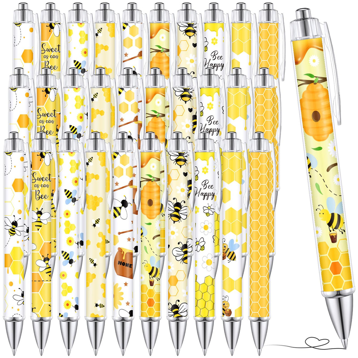 TecUnite 30 Pcs Bee Ballpoint Pens Bee Gifts Baby Shower Gifts Birthday Present Honey Party Favors