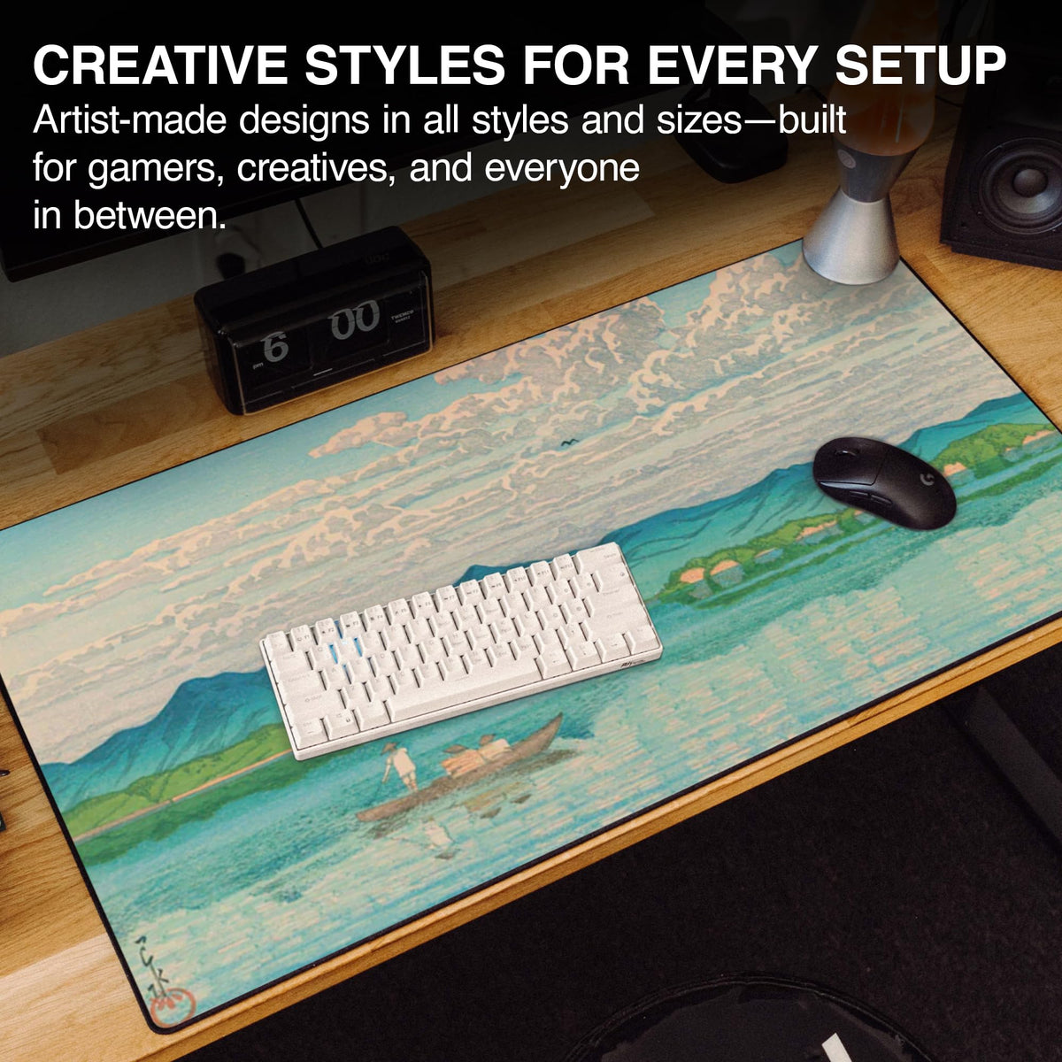 MPCO. Lake Hamana Gaming Desk Pad, 36" x 17" Duraglyde Fabric Desk Mat