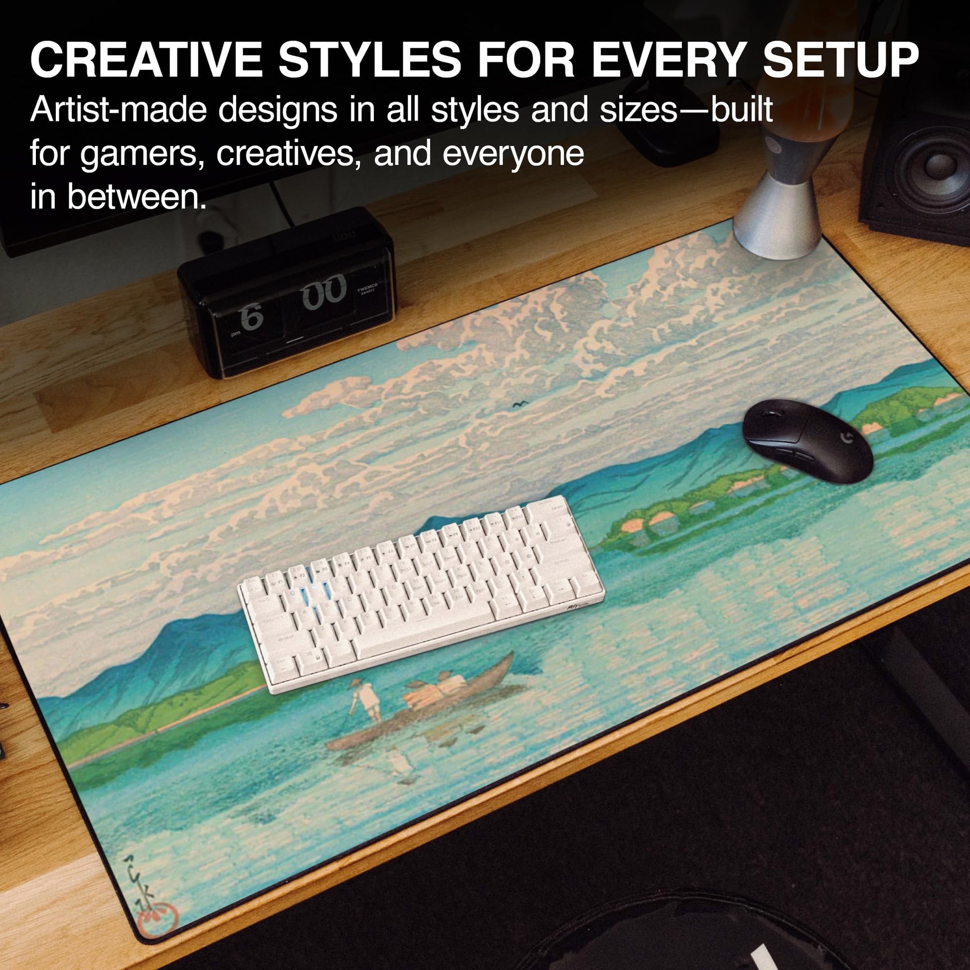 MPCO. Lake Hamana Gaming Desk Pad, 36" x 17" Duraglyde Fabric Desk Mat