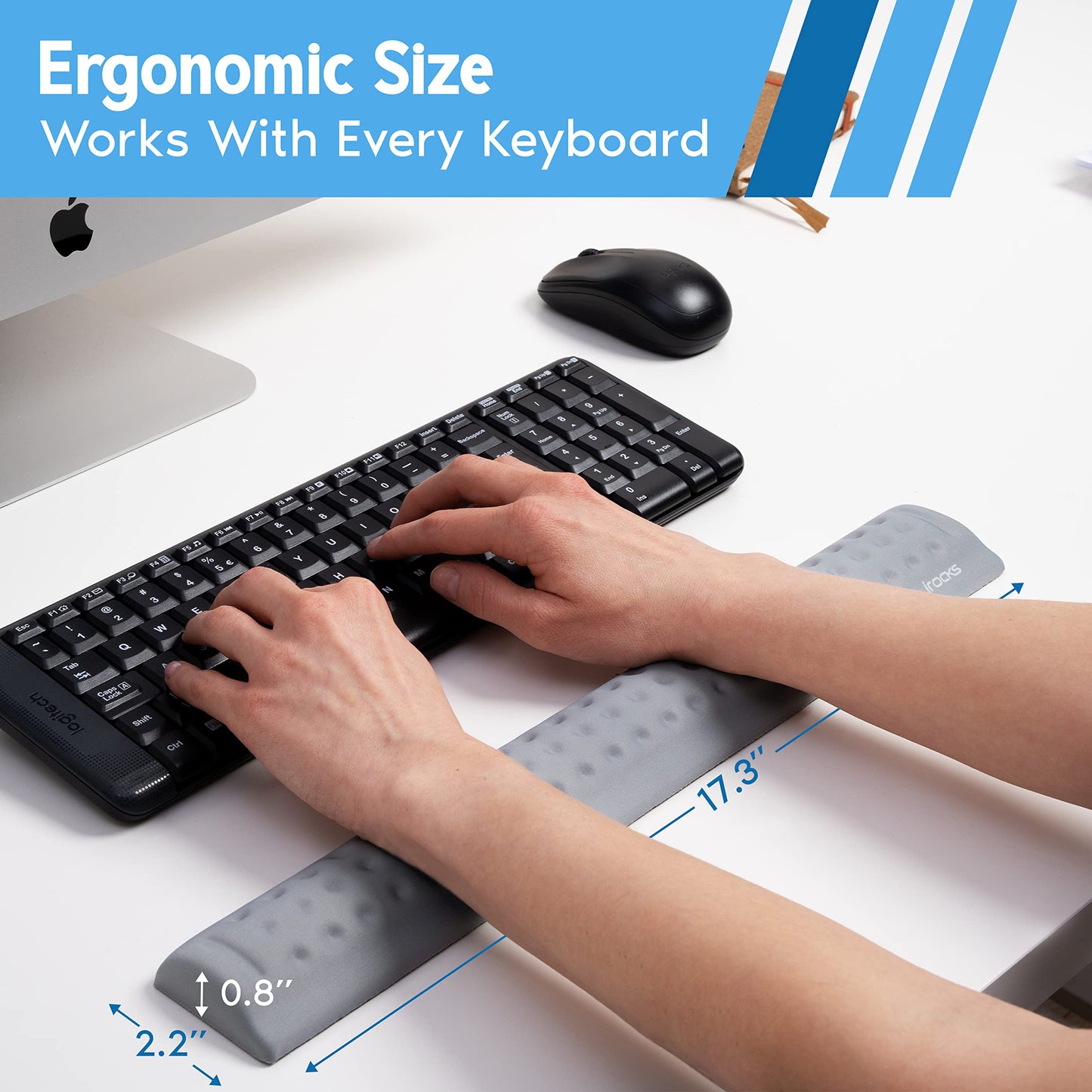 i-Rocks Memory Foam Keyboard Wrist Rest - Pain-Reducing Wrist Rest for Computer Keyboard - Non-Slip