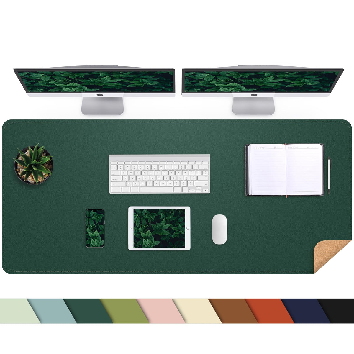 AFIING Cork Desk Mat 47" x 23.6", Dual-Sided Natural Cork & PU Leather Desk Pad, Non-Slip