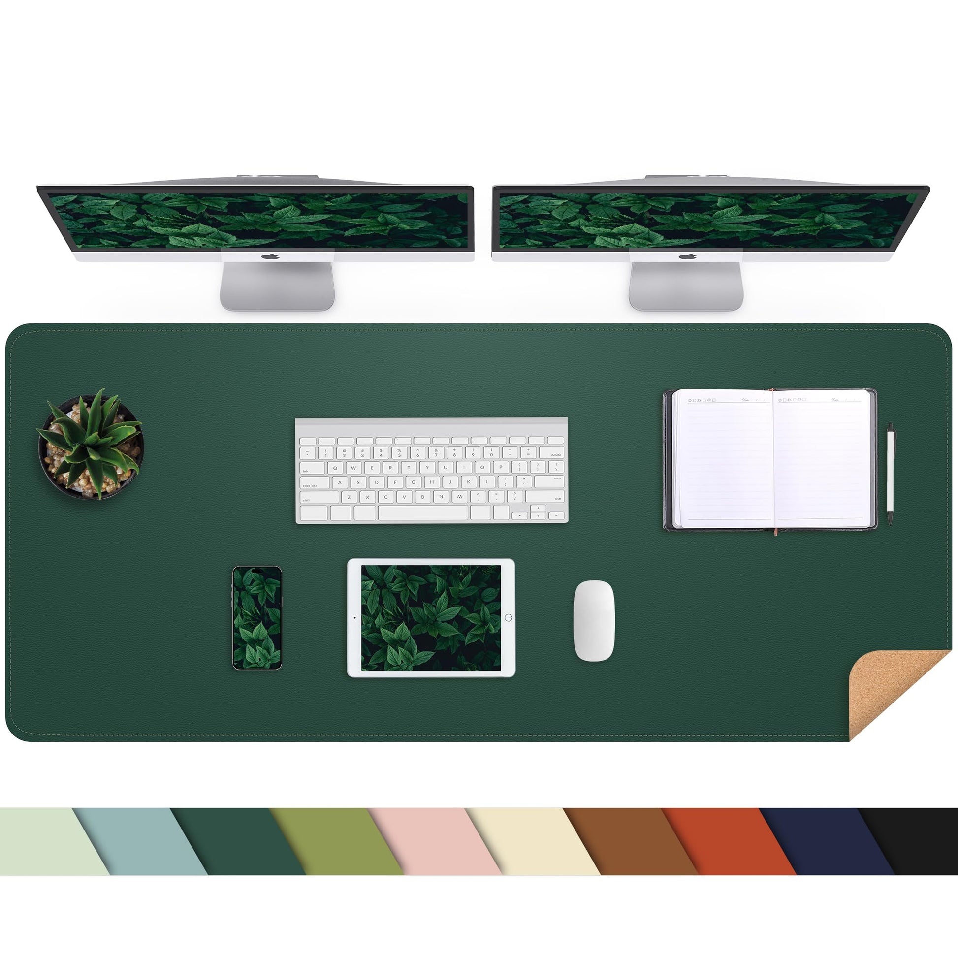 AFIING Cork Desk Mat 47" x 23.6", Dual-Sided Natural Cork & PU Leather Desk Pad, Non-Slip