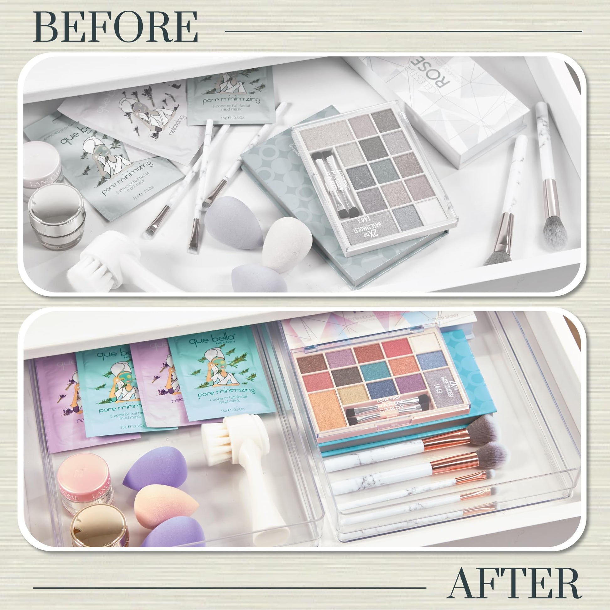 STORi SimpleSort 2-Piece Stackable Clear Drawer Organizer Set | 12" x 9" x 2" Rectangle Trays |