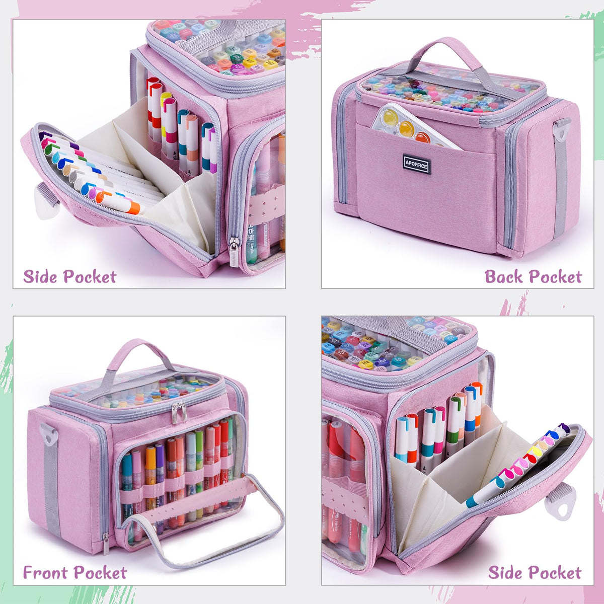 APOFFICE Marker Storage Organizer Case for 180–300 Markers with Dividers