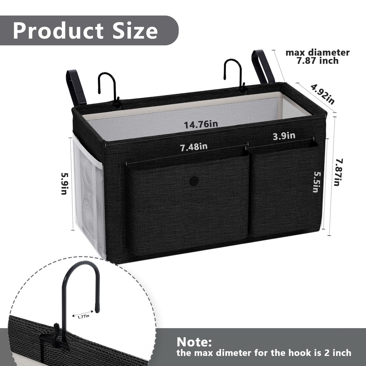 Bedside Caddy Bedside Storage Hanging Organizer for Bunk Dorm Bed Rail