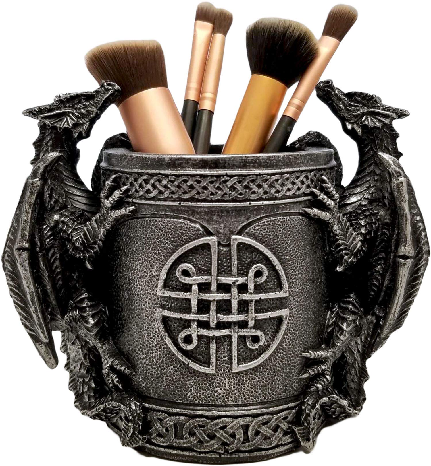 DWK - Literary Beasts - Twin Double Dragon Celtic Gothic Pen Pencil Desk Organizer Makeup Brush