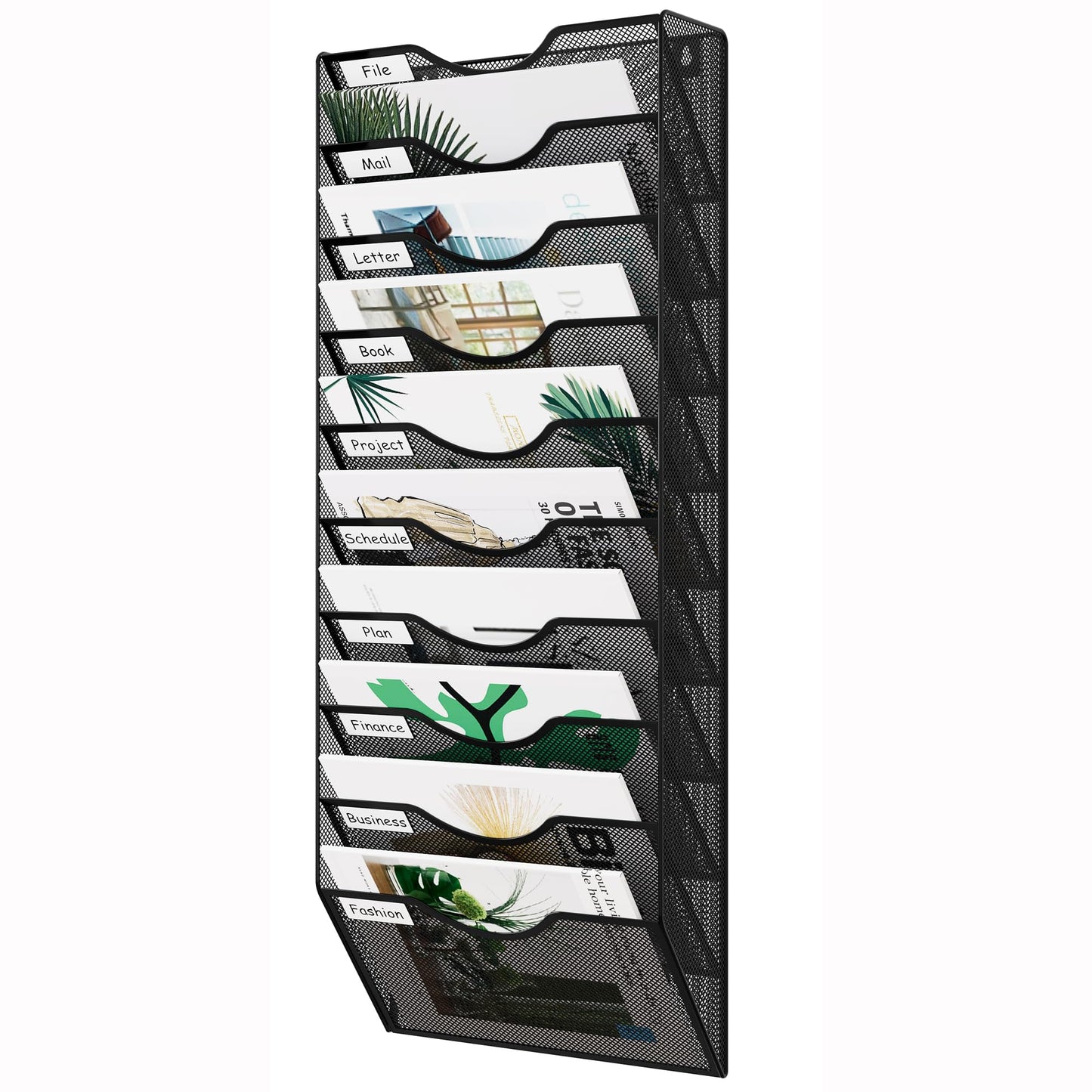 EasyPAG 10 Pocket Mesh Wall File Organizer, Hanging Paper Folder Holder with Classify Label