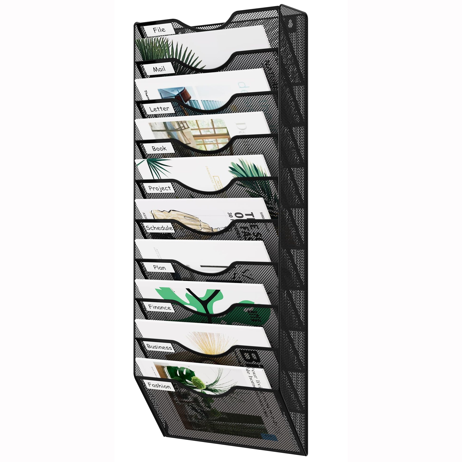 EasyPAG 10 Pocket Mesh Wall File Organizer, Hanging Paper Folder Holder with Classify Label