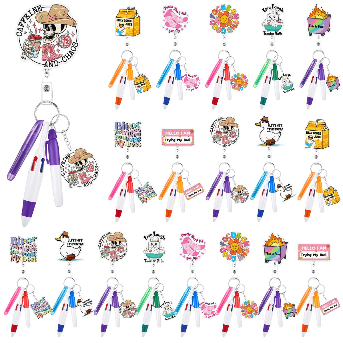 Henoyso 108 Pcs Nurse Badge Reel with Mini Highlighter Pens 2026 Cna Nursing Week Gifts Bulk