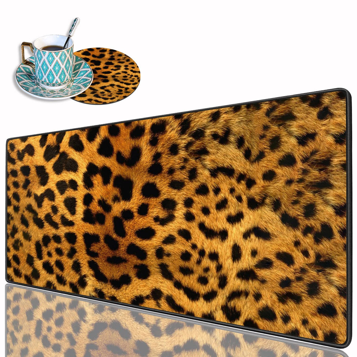Desk Pad Mat Gaming Mouse Pads with Coasters, 31.5"x 11.8" XXL Large Big Computer Keyboard Mouse
