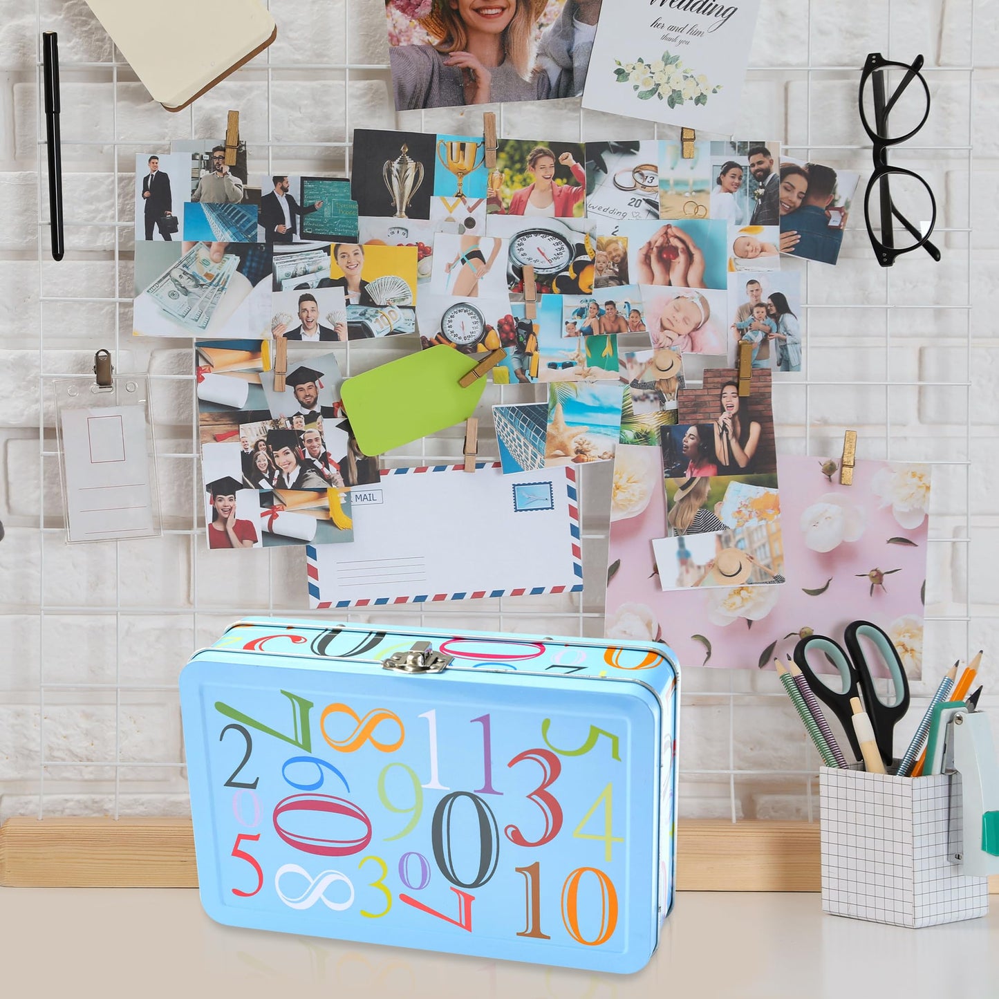 DAHO Metal Storage Box with Hinge for Office, School, Home, Makeup, Arts & Crafts and Accessories