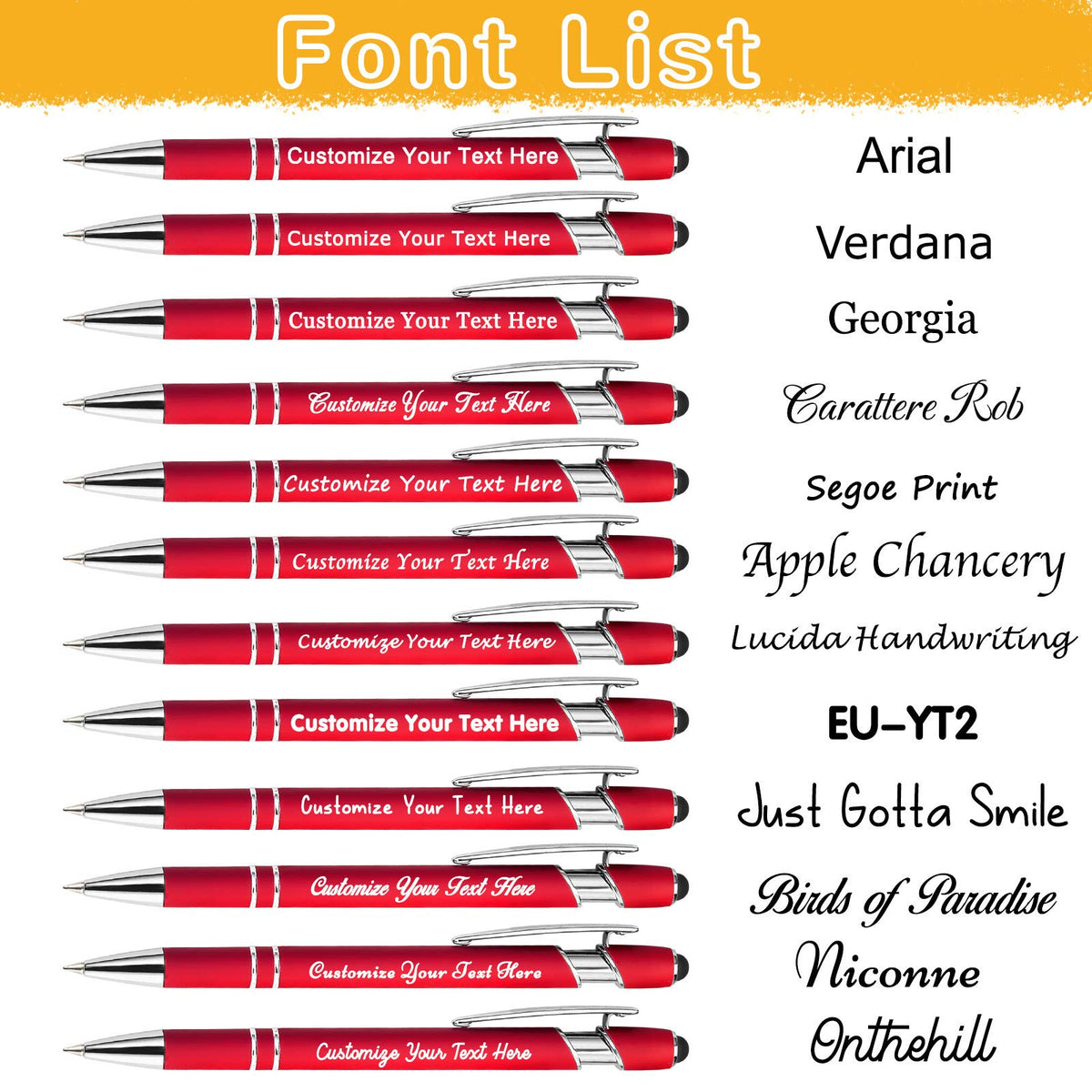Amlion Custom Pens Personalized Bulk, Customized Ballpoint Pens with Stylus Name Message Logo