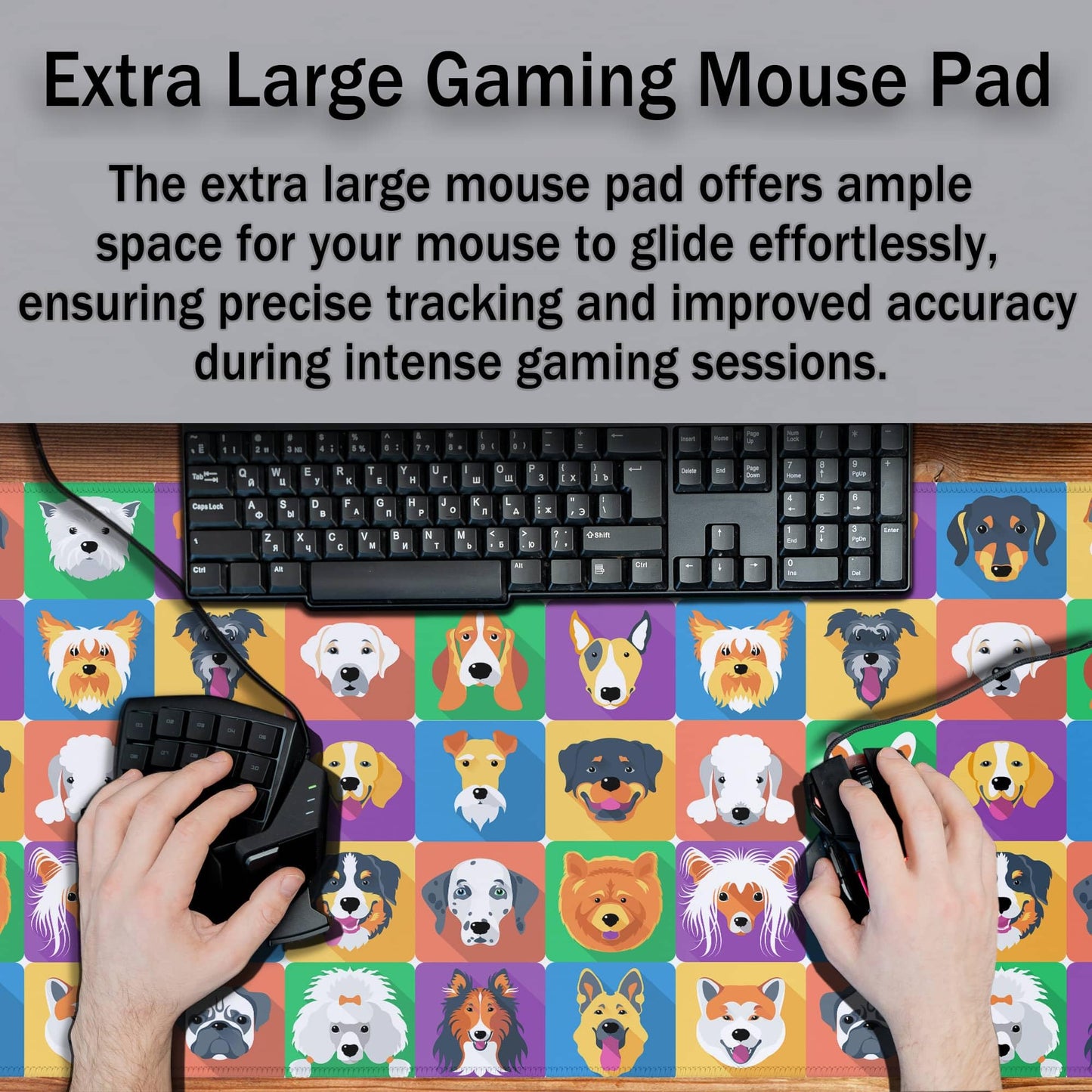 Samgula Keyboard Mats Dogs Full Mouse Mat, Desk Mouse Pad Extra Large Mouse Pads, Oversized