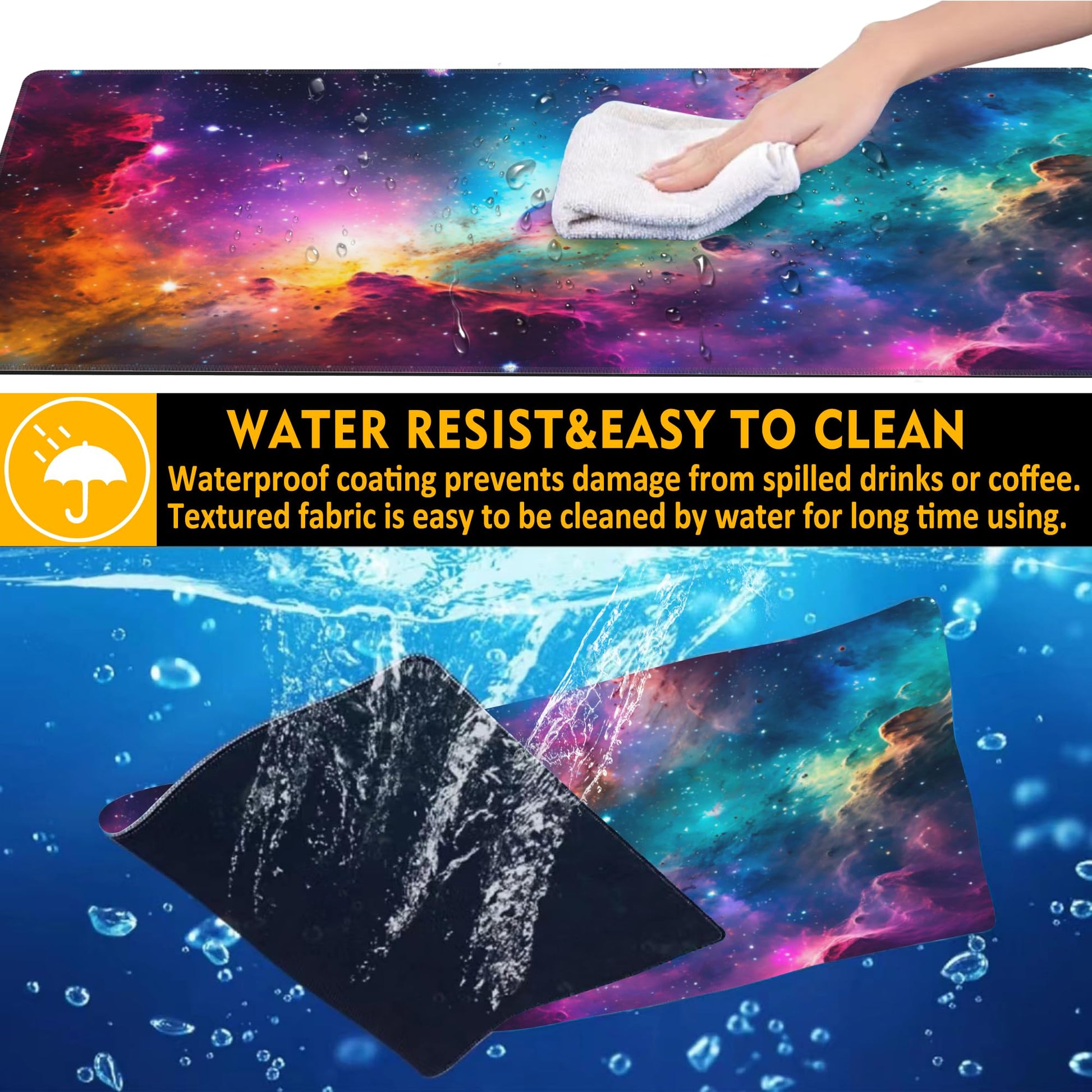 Uiaoiais Desk Mat,Cosmic Aurora Line Gaming Mouse Pad,31.5""X15.7"" Large Desk Pad with Stitched