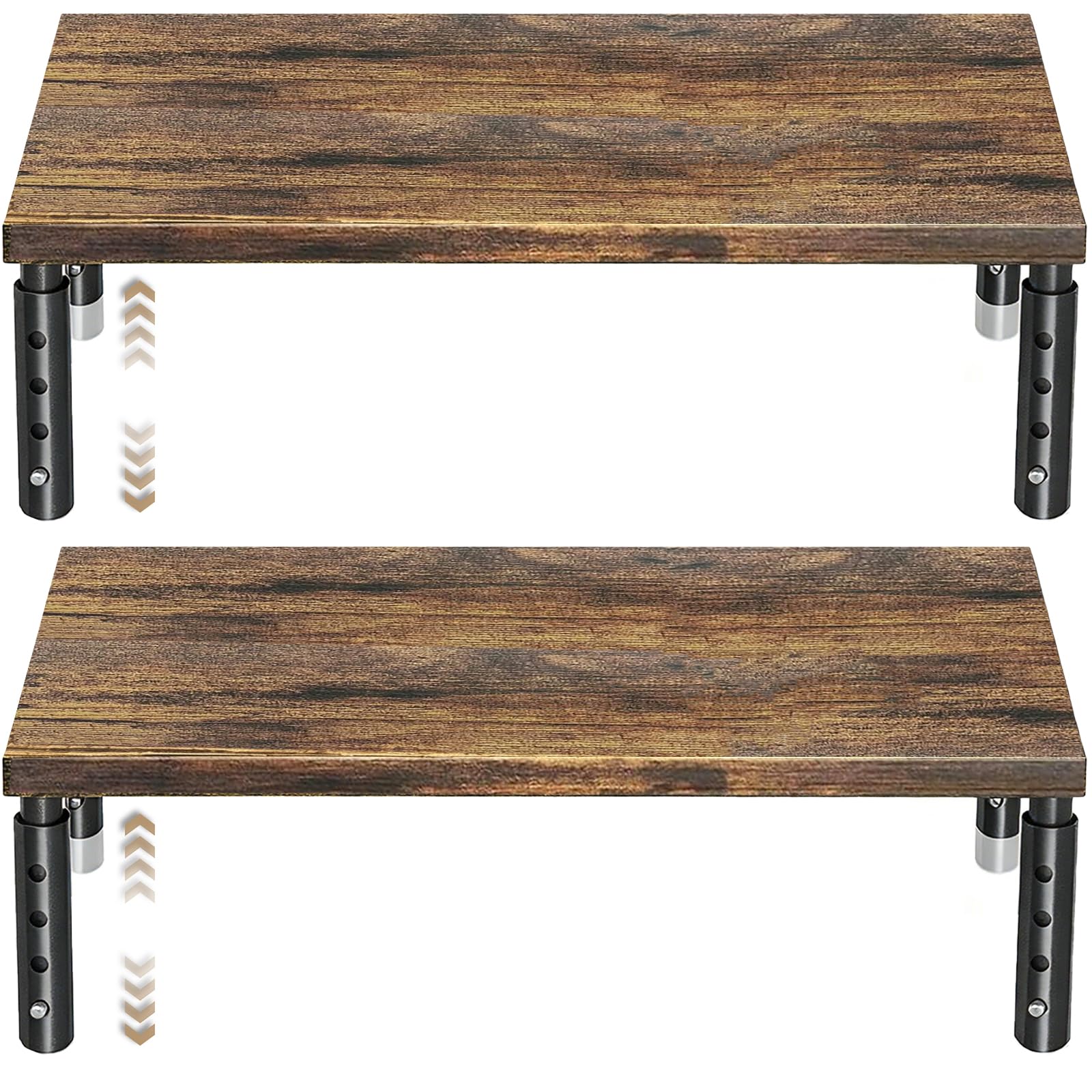 ECOLOVI Adjustable Wood Computer Monitor Stand Riser, Office Desk Organizer and Accessories for