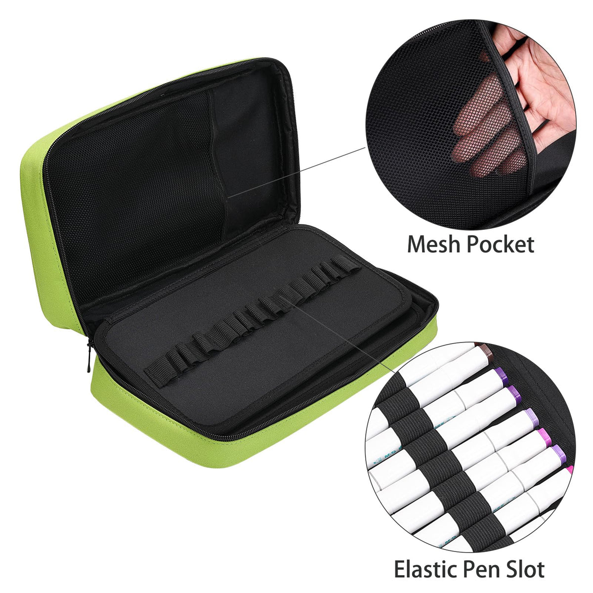 BOMKEE 60 Slots Marker Organizer Case, Large Marker Case for 60 Markers Big Capacity Marker Storage