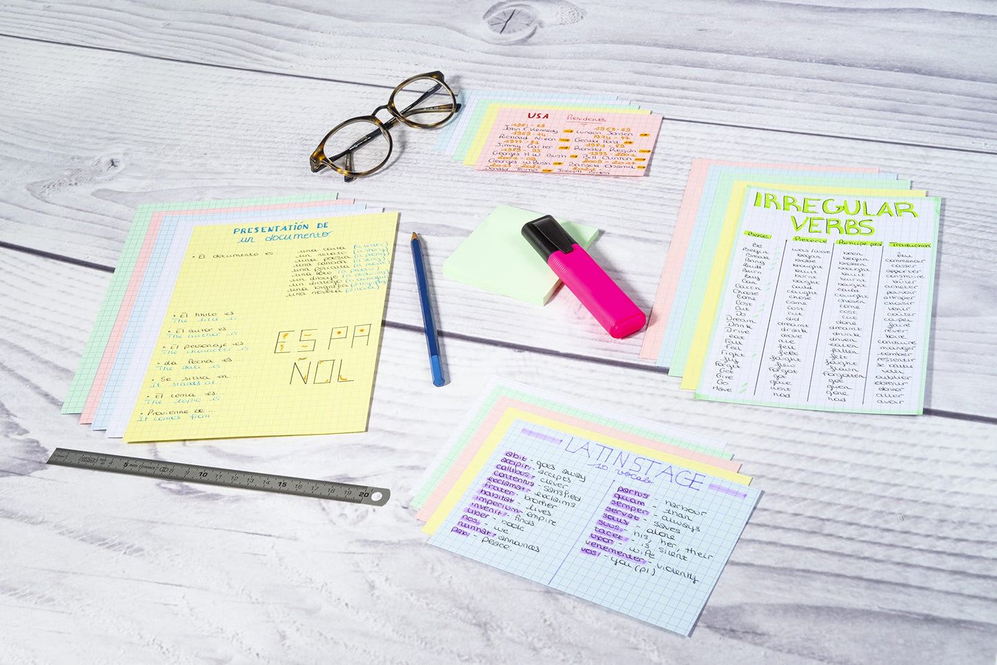 Exacompta Bristol Squared Record Cards, A5 - Assorted Colours, Pack of 100