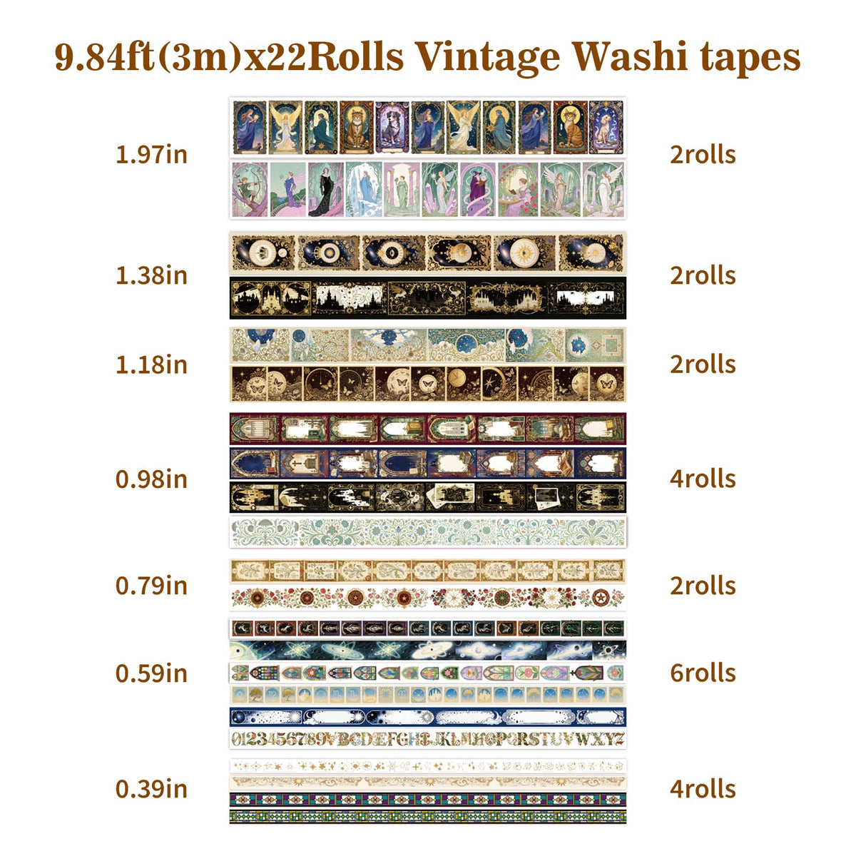 Gemmapylor Magic Washi Tape Set 24 Rolls,Decorative Masking Tape for Junk Journal, Scrapbooking
