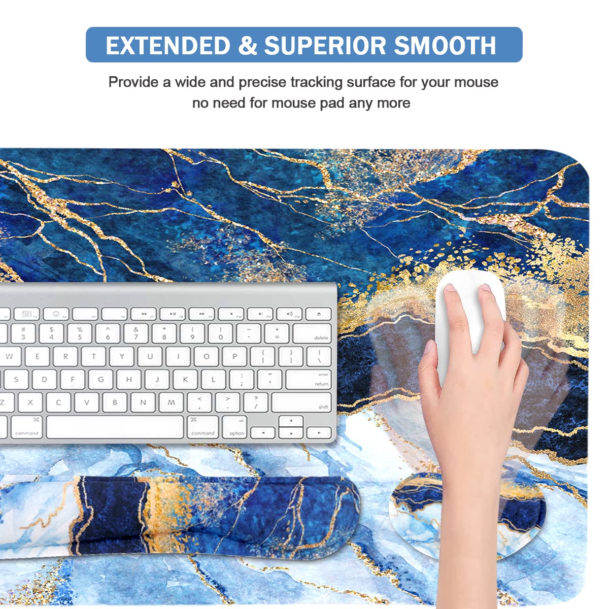 4-in-1 Large Gaming Mouse Pad, Keyboard Wrist Rest Pad & Wrist Support Mousepad Set, Extended Desk