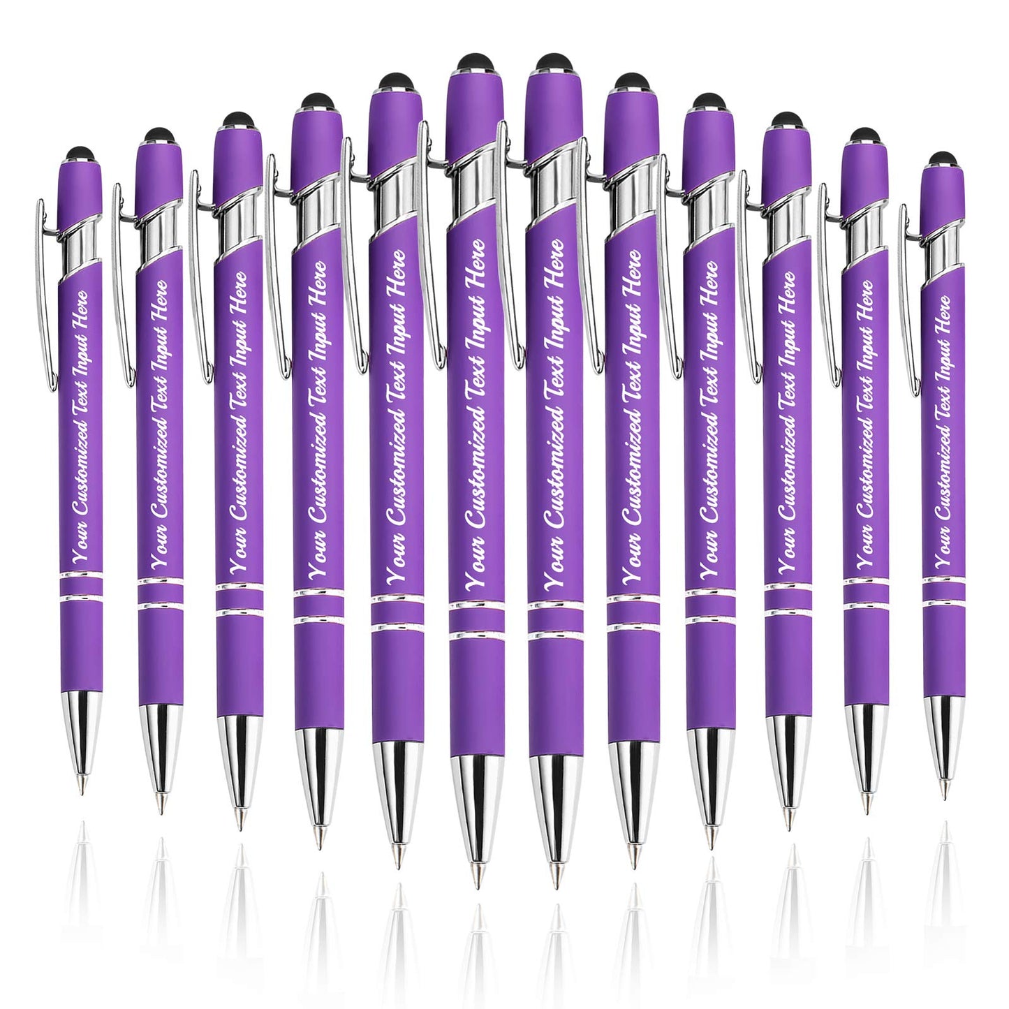 Betenshtresk Personalized Ballpoint Pen 12pcs, Custom Pens Free Engraved Bulk with Name Logo, Soft