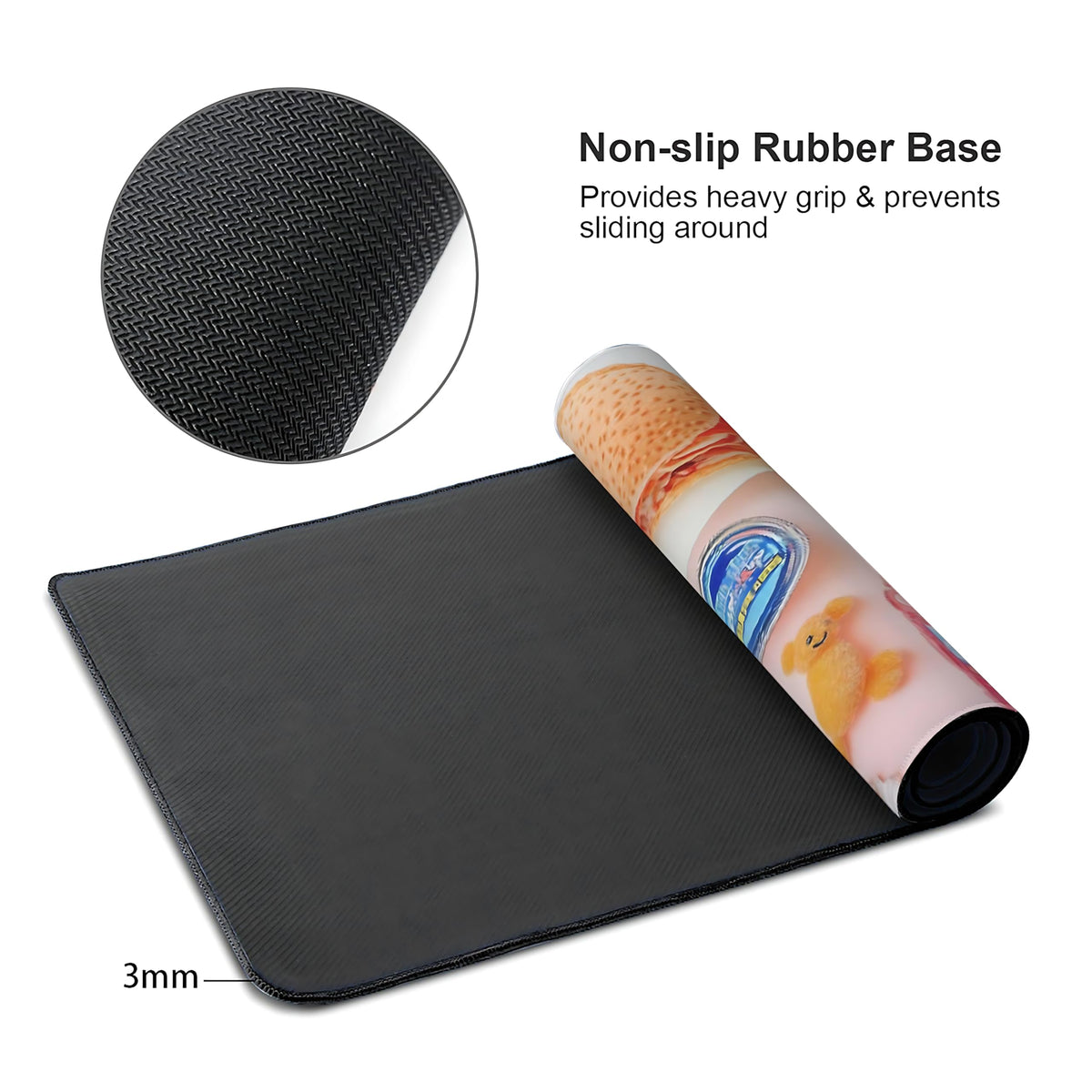 Cute Aesthetic Party Gaming Mouse Pad, Pink Minimalist Desk Mat with Anti-Slip Base & Stitched