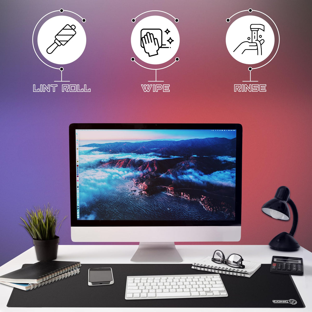 ICONIC - PRO PC GEAR 3XL Extended Gaming Mouse Pad/Mat 46"x20"(Stealth) - Large & Wide Desk Cloth