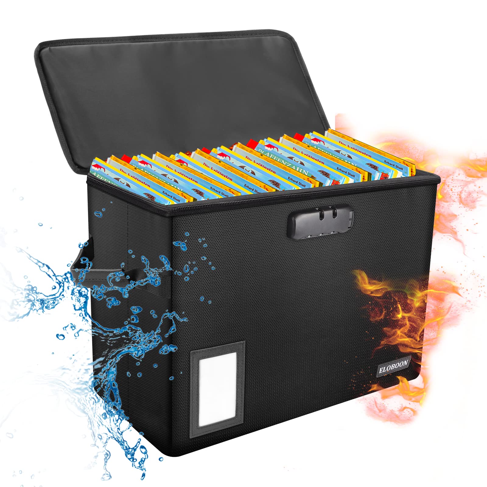 ELOBOON Comic Book Storage Box with Lock, Fireproof Comic Book Organizer