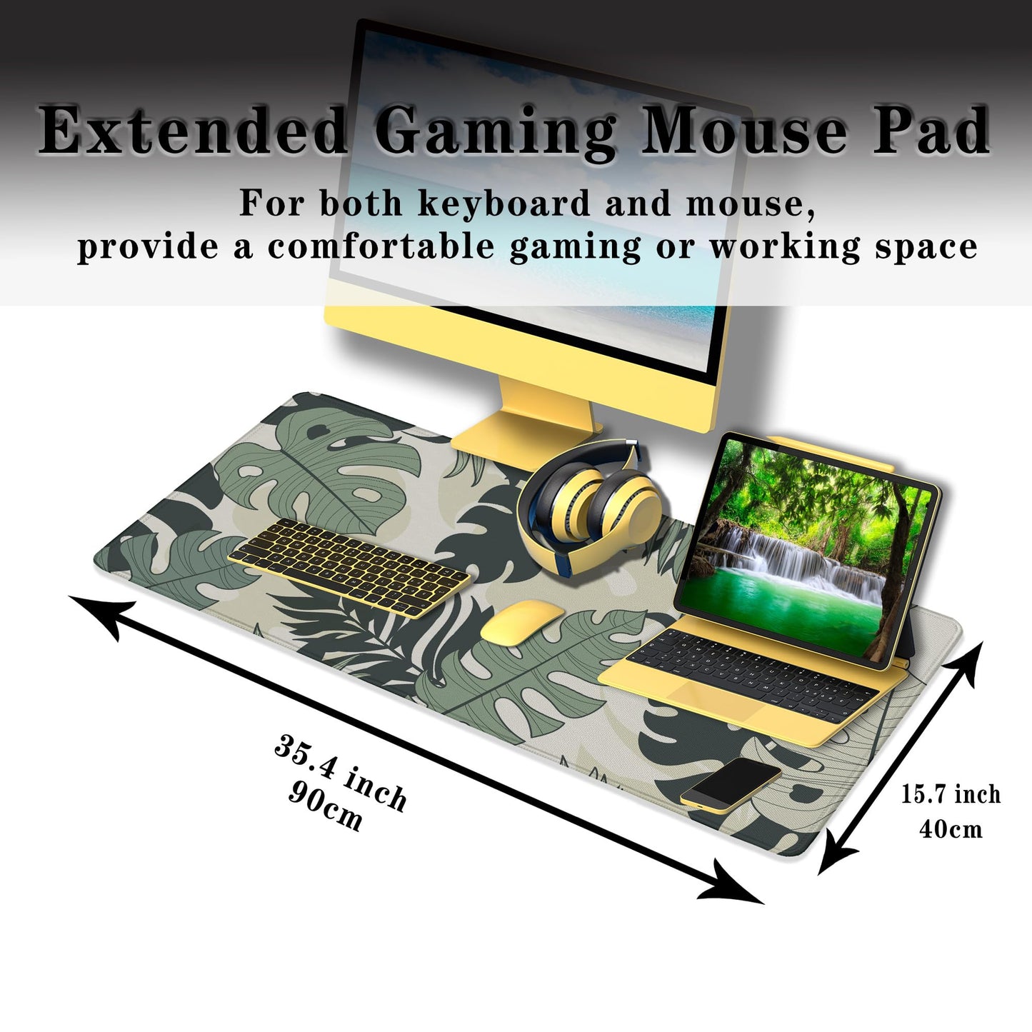 Samgula Large Mouse Pad Long Mousepad Desk Mouse Pads Keyboard Mats Gaming Mouse Mat Non-Slip