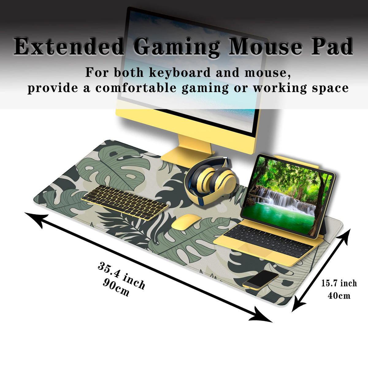 Samgula Large Mouse Pad Long Mousepad Desk Mouse Pads Keyboard Mats Gaming Mouse Mat Non-Slip