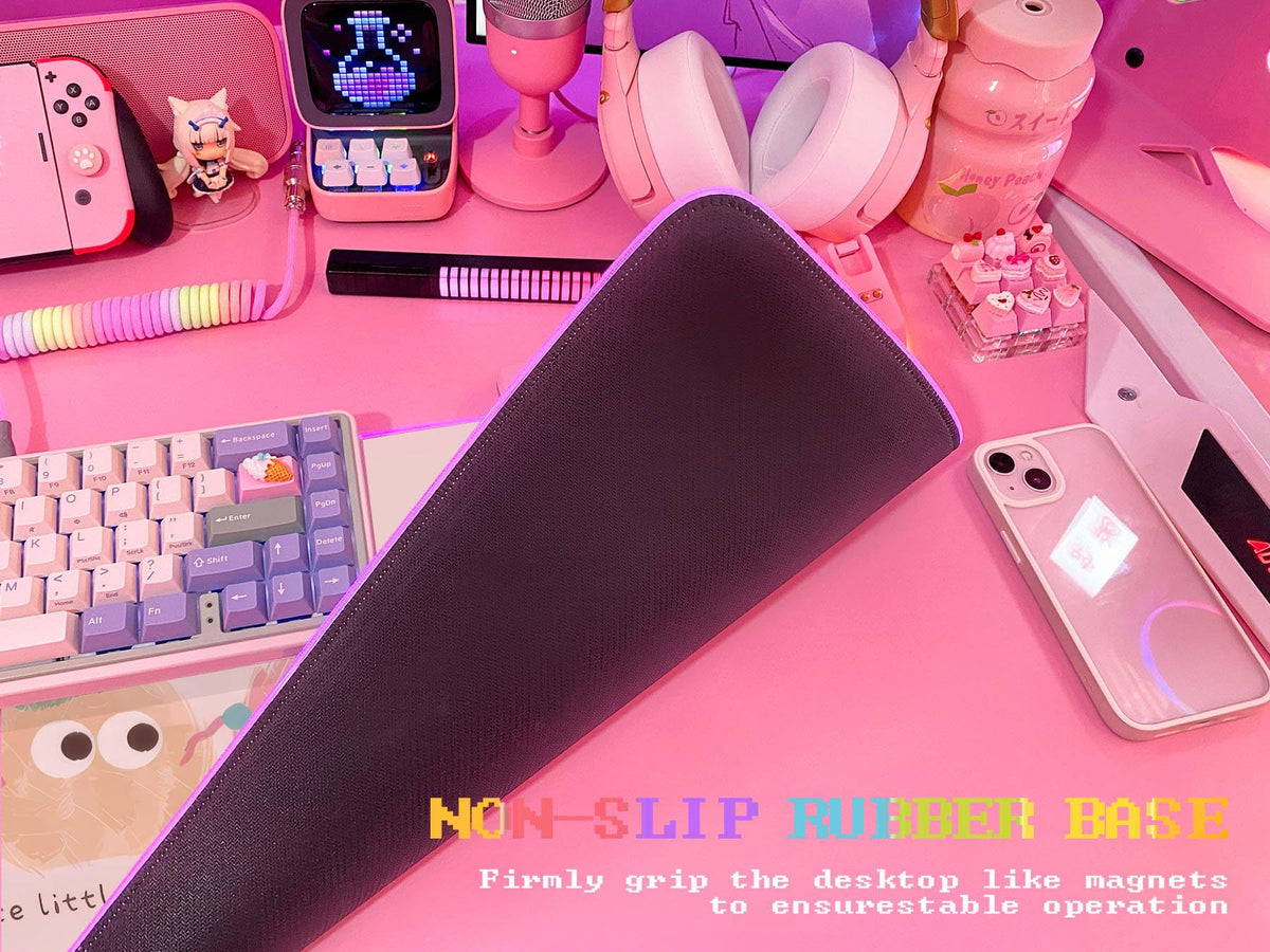 JMIYAV Pink RGB Gaming Mouse Pad 31.5x12 Inch Cute Mousepad PC XL Large Extended Glowing Led Light