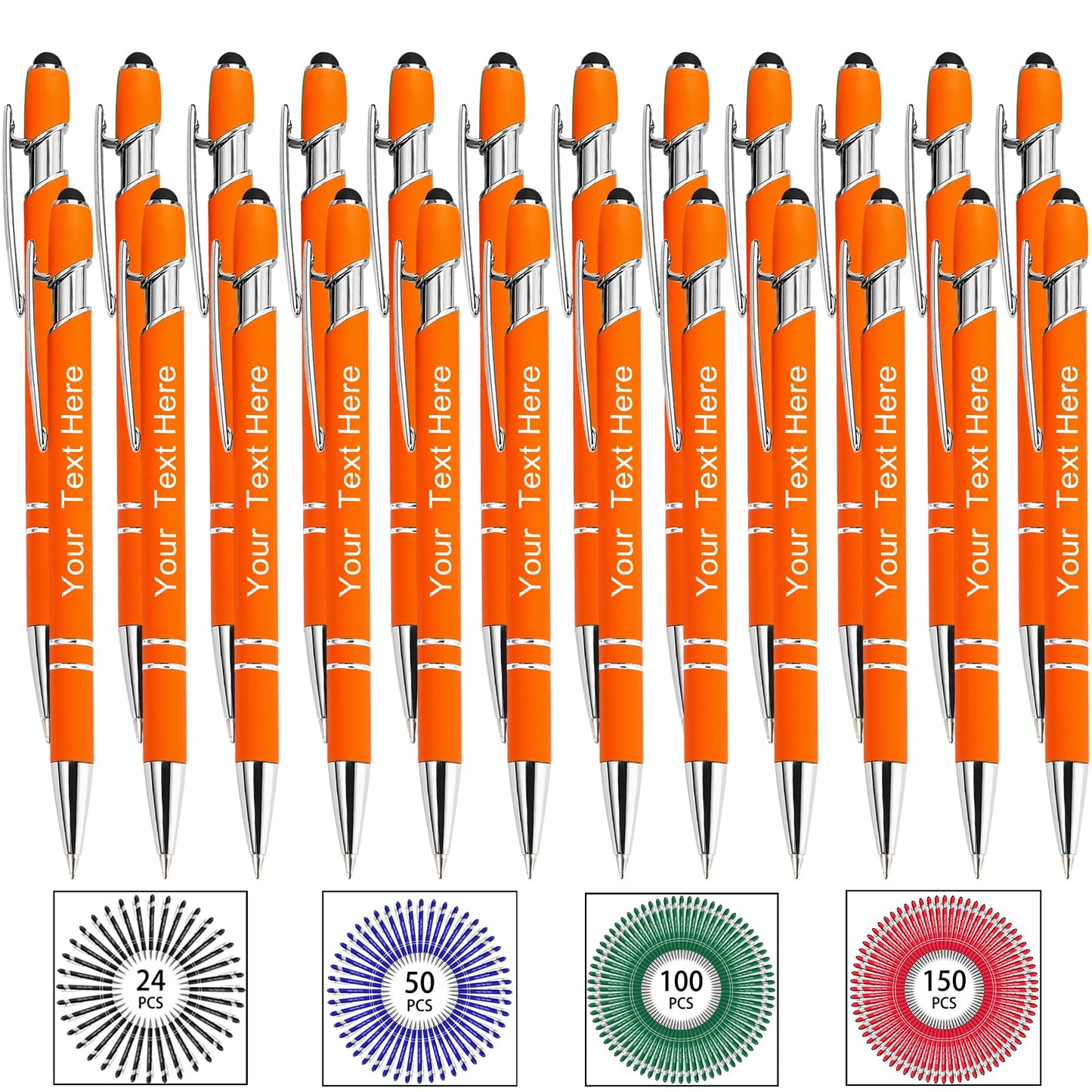 Hapelf Up to 500 Bulk Personalized Pens Custom Engraved Ballpoint Pen with Stylus Tip Retractable