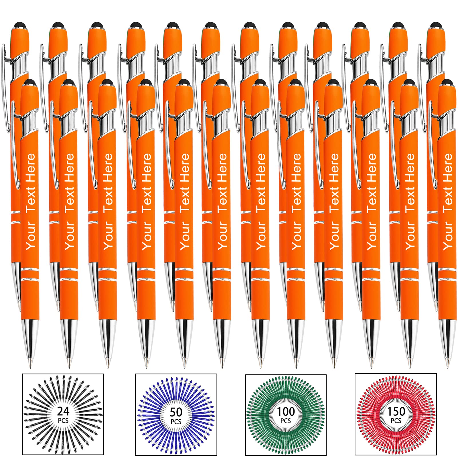 Hapelf Up to 500 Bulk Personalized Pens Custom Engraved Ballpoint Pen with Stylus Tip Retractable